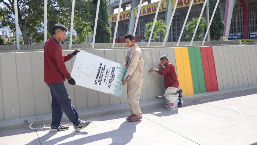 Alcaldía rechaza vandalismo contra la Plazoleta de Banderas del estadio Murillo Toro